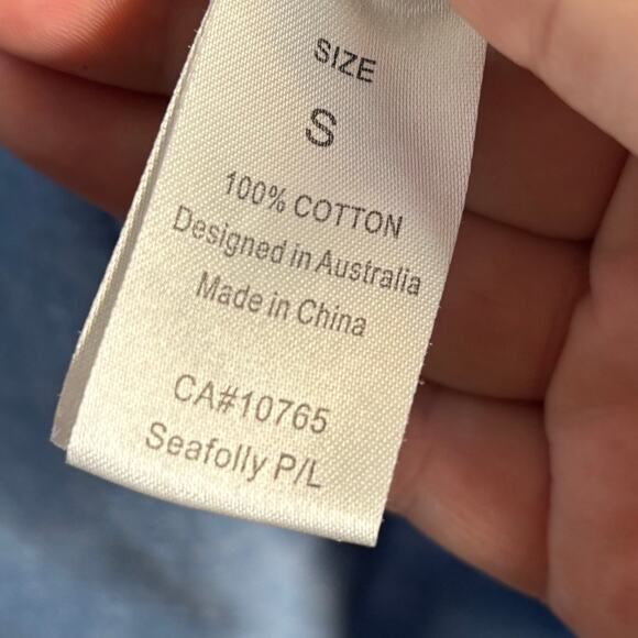 Seafolly Women's Basics Boyfriend Beach Cotton Shirt Cover Up Size Small - Picture 11 of 12